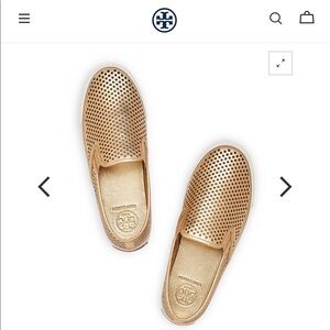 Tory Burch Jesse Metallic Gold Slide on Sneakers Size 8.5